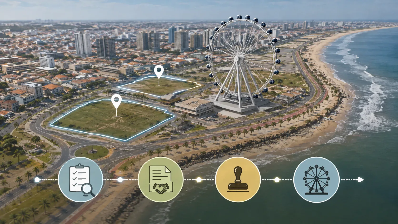 Etapas administrativas do projeto de roda-gigante na Coroa do Meio, em Aracaju