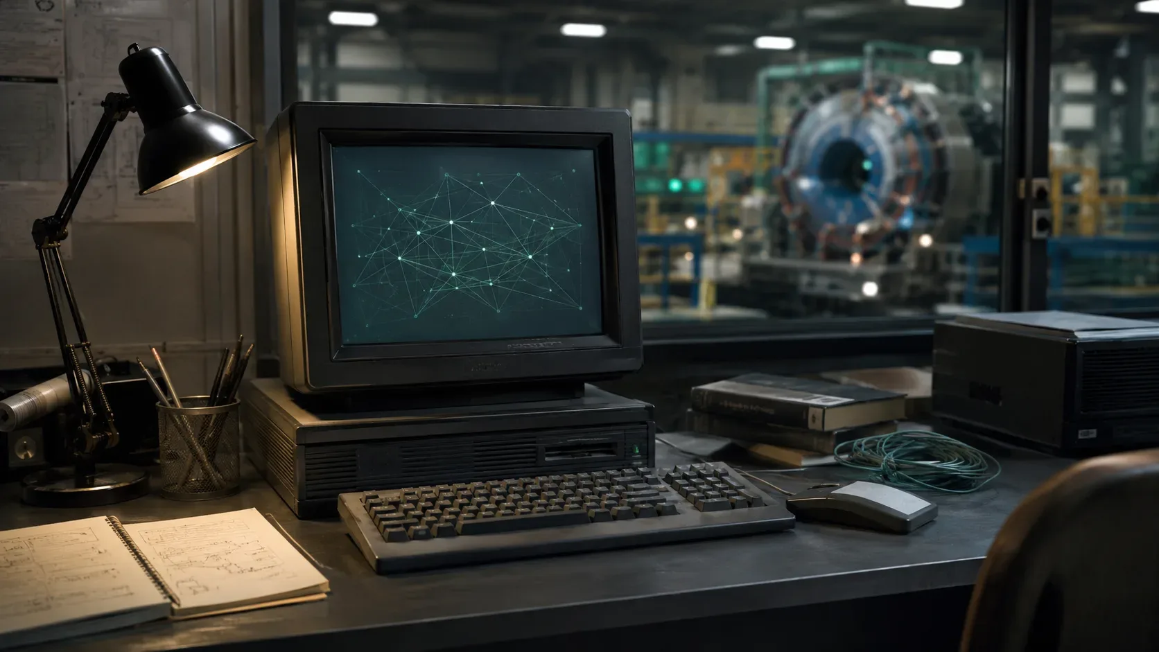 Estação de trabalho no CERN representando os primeiros servidores e documentos interligados da World Wide Web.