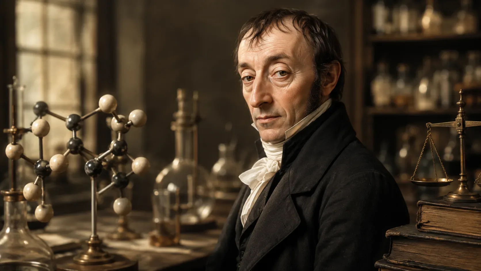 Retrato histórico de Amedeo Avogadro em composição editorial alusiva aos 250 anos de seu nascimento.