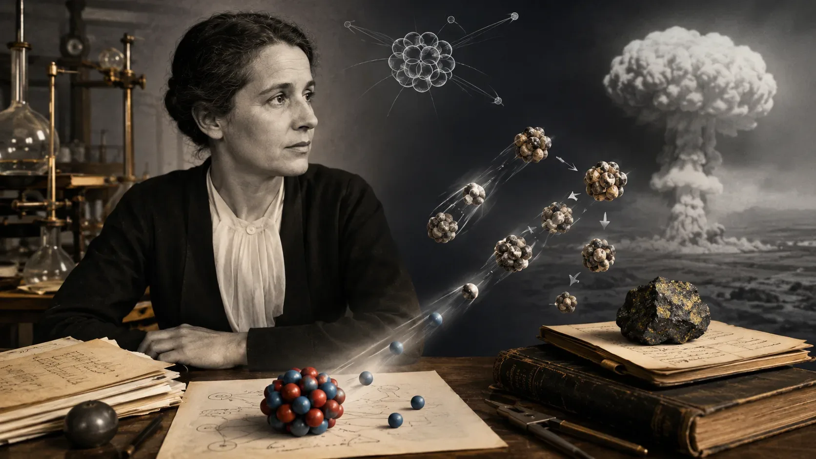Lise Meitner em uma linha do tempo sobre a descoberta e a interpretação da fissão nuclear