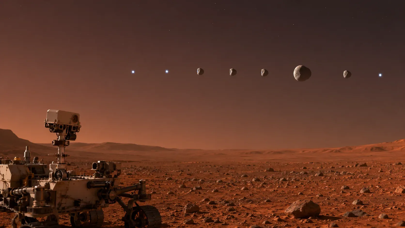 Sequência registrada pelo Perseverance mostra a Terra como um ponto luminoso antes, durante e depois de ser ocultada pela lua marciana Fobos.