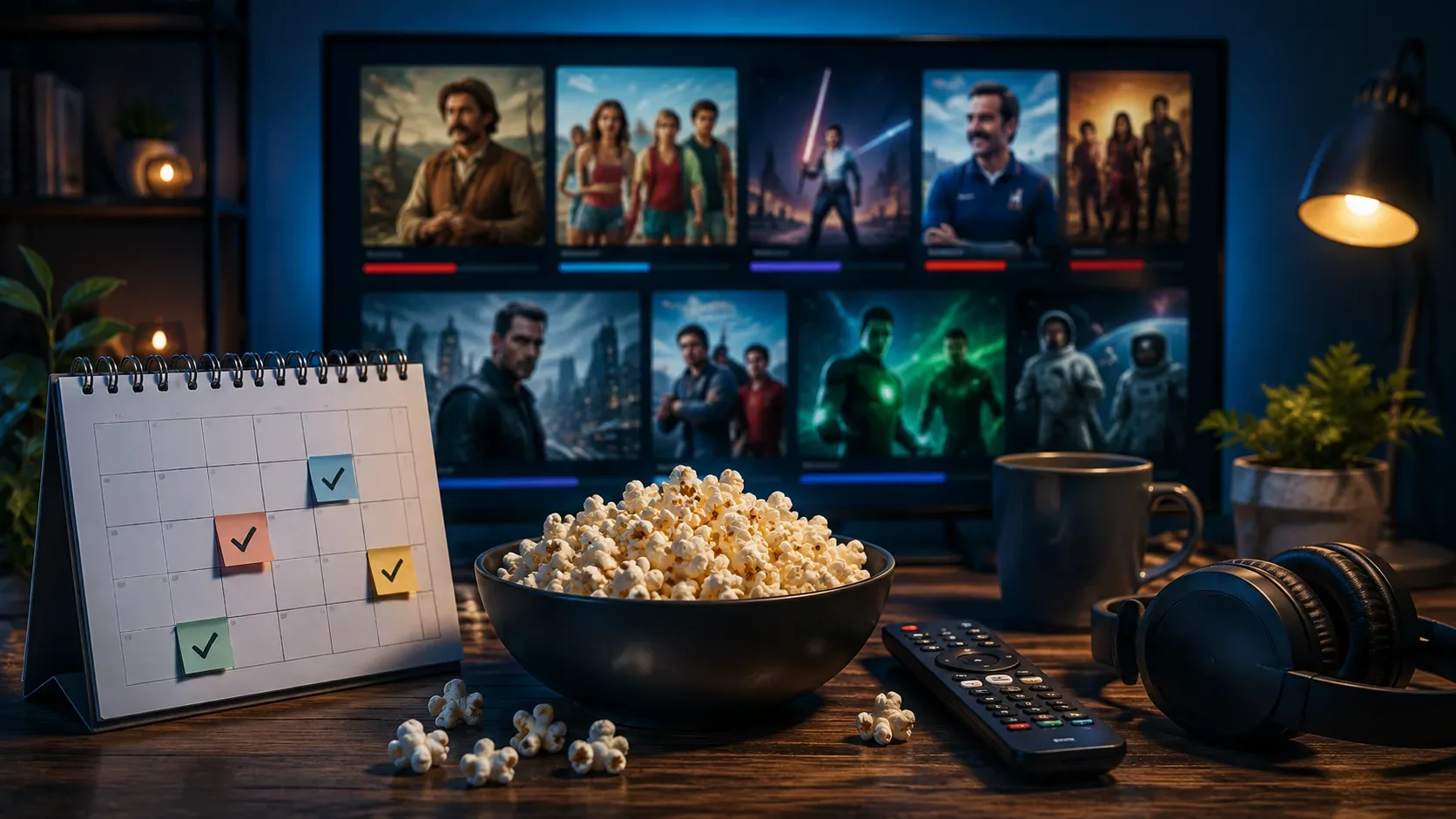 Calendário de agosto de 2026 com datas de estreias em diferentes plataformas e indicadores de quanto contexto cada produção exige.
