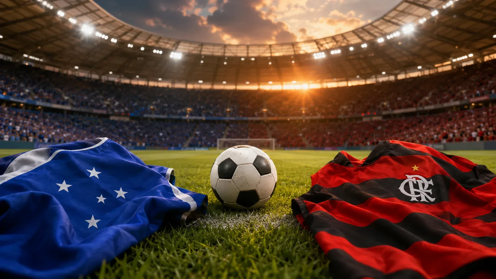 Composição editorial do Mineirão para Cruzeiro x Flamengo pelas oitavas de final da Libertadores.
