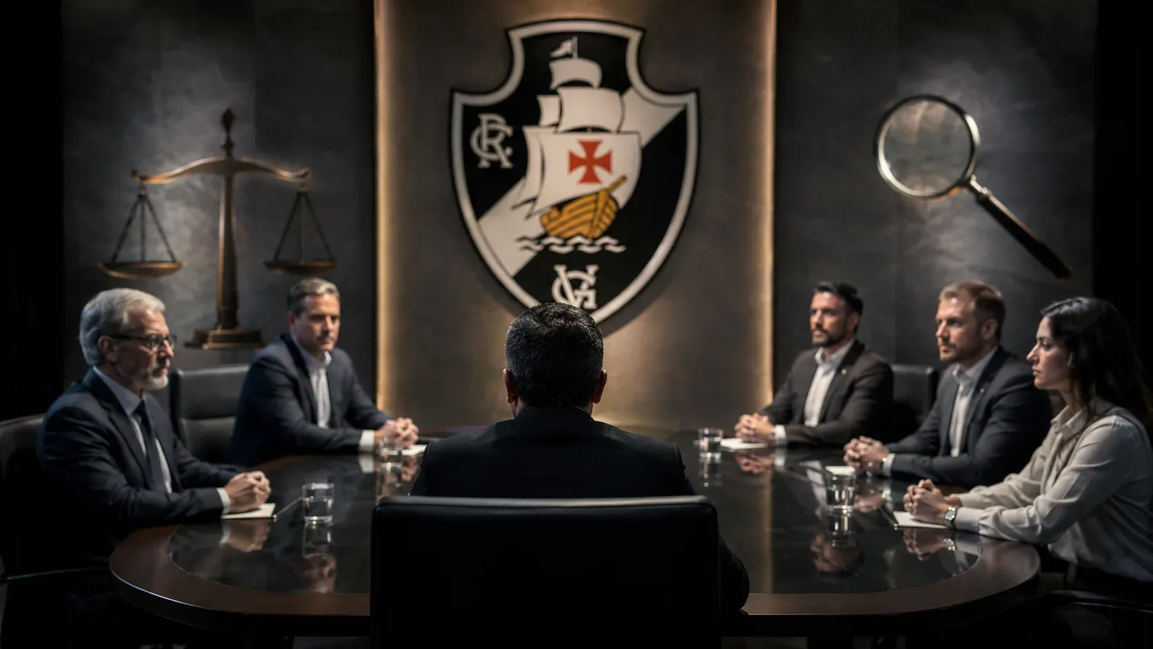 Mapa editorial da governança da Vasco SAF, com Conselho de Administração, executivos, monitor independente e controles judiciais