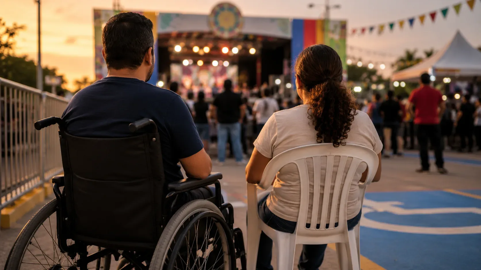 Área da NOB em Três Lagoas, local da Festa do Folclore, com foco em acessibilidade para pessoas com deficiência.